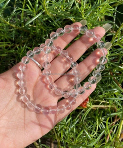 8mm Clear Quartz Stone <b>Bracelet</b> Semi-Precious Round <b>Bead</b> Energy Gift for Women and Men Fine Beaded <b>Bracelets</b> - Product Image 2