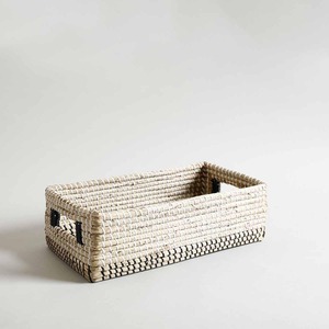 Panier rectangulaire rustique en jonc de mer, fait main, pour rangement, vente en gros, écologique, fabriqué au Vietnam - Product Image 1