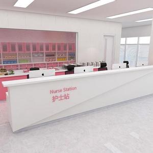 बुटीक क्लिनिक अस्पताल एल आकार के रिसेप्शन डेस्क गुलाबी और सफेद के साथ - Product Image 4