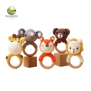 Hochet en crochet pour bébé, jouet en forme d'animal, anneau de dentition en bois, doux, fait main, cadeau pour nouveau-né - Product Image 6