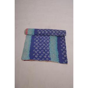 Vintage <b>Indian</b> Kantha Quilt Floral Printed Handmade Cotton <b>Throw</b> Eco Friendly Boho Reversible Bedspread Decor - Product Image 4