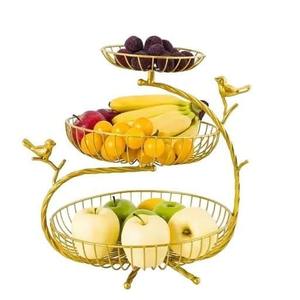 Support à fruits 3 niveaux doré, écologique, durable et multifonctionnel, en métal, pour fruits et légumes, design oiseau, rangement de comptoir - Product Image 6