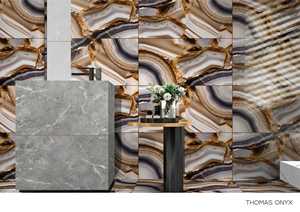 กระเบื้องปูพื้นและผนังกันลื่นลายทันสมัย Thunder Smoke Porcelain ขนาด 600x1200 มม. ผิวเงาสูง วิทริฟายด์ สำหรับห้องน้ำและตกแต่งภายในสำนักงาน - Product Image 4