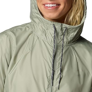 Windbreaker Plus Size <b>Coral</b> Color Block Hooded Drawstring Breathable Lightweight Outdoor Zip Up Ladies <b>Jacket</b> - Product Image 5