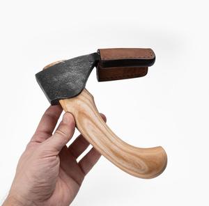 STEEL CRAFT INTERNATIONAL Hand-Forged High Carbon Steel Flat Backed Hammer <b>Axe</b> 8" Professional Woodworking Full Tang Ash Wood - Product Image 4