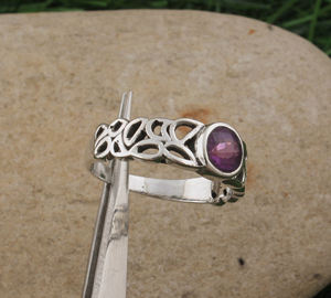 Anillo con Bisel de Turquesa Natural, Plata de Ley 925, Gema Morada, Joyería de Piedra Natalicia de Febrero para Mujer, Venta al por Mayor AAA - Product Image 4