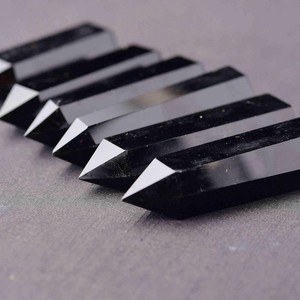 Grande tour en obsidienne noire naturelle de 20 cm, sculptée à la main, pour la décoration, la méditation, le cadeau, la guérison des chakras, vente en gros - Product Image 6