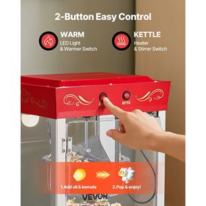 Macchina per Popcorn Commerciale in Acciaio Inox da 8oz, 800W, Stile Cinema, Produce 48 Tazze per Ciclo - Product Image 5