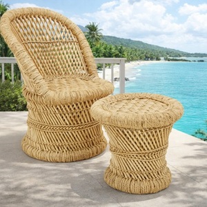 Ensemble de meubles de jardin en rotin moderne, table d'appoint, style tropical, écologique, durable, pour sol dur, pour enfants, vente en gros - Product Image 1