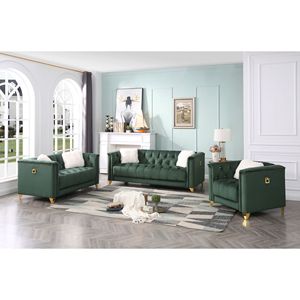Ussell velluto verde tappezzeria con ciuffo elegante divano salotto - Product Image 5