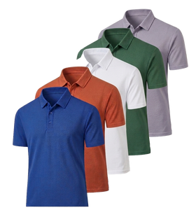 Polo en piqué uni pour homme, manches courtes, décontracté, tricoté, coupe classique, bleu, orange, blanc, vert, violet - Product Image 1