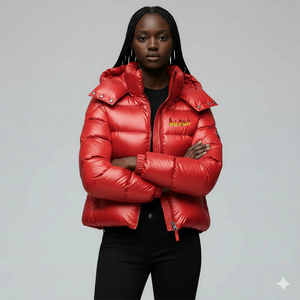Veste d'hiver matelassée respirante grande taille pour femme, modèle personnalisé, col large, couleur unie, vente en gros - Product Image 4