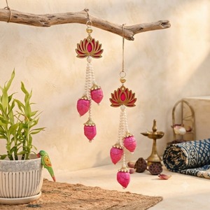 Décoration murale artisanale en MDF avec perles de lotus roses, motif floral traditionnel, pour mariage, décoration de la maison, Diwali, Ramadan, Rajasthan - Product Image 5