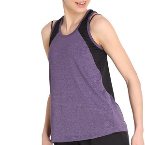 Camiseta sin Mangas Morada para Mujer RISING GROW, Cuello Redondo, Tejida, Deportiva, Transpirable, de Secado Rápido, Largo Regular, Color Sólido - Product Image 2