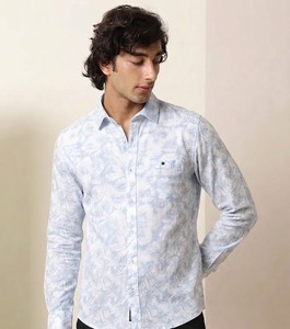 Camisa Casual con Estampado Tropical para Hombre, Manga Larga, Cuello Camisero, Transpirable, para Verano - Product Image 2