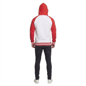 Sudadera con Capucha Raglán Roja y Blanca Personalizada, Sudadera con Letras Griegas de Hermandad, Bordado Chenille, Sudadera con Capucha de Forro Polar, Ropa Universitaria - Product Image 4