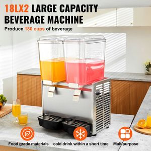 Dispenser di Succhi Commerciale in Acciaio Inox da 16L, 590W, Macchina per Tè Freddo e Bevande, 41x53.6 cm, 2 Serbatoi in Materiale PC, 20.4 Qt (18L) - Product Image 2