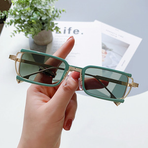 Retro Square-<b>Frame</b> UV400 Half Rim Unisex Sunglasses Metal <b>Frame</b> Fashion Forward Street Style Outdoor High Quality - Product Image 1