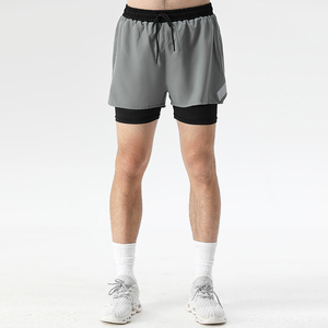 Quick Dry Breathable Double <b>Layer</b> Fitness Running Shorts for Men Workout Sportswear Gym Shorts - Product Image 1