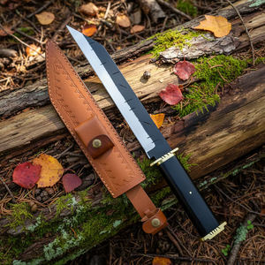 Cuchillo Vikingo Artesanal Premium de Acero al Carbono – Hoja de Espiga Completa para Caza y Supervivencia |   Funda de Cuero Premium para Camping, Regalo Ideal - Product Image 1