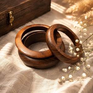 Brazalete de Madera Hecho a Mano con Incrustaciones Naturales, Joyería Étnica Ecológica Personalizada para Mujer, Decoración de Pared - Product Image 4
