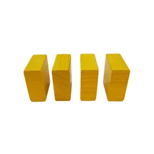 צעצועי ספירה מעץ 15 יחידות 30*30*15 מ""מ צבוע צהוב מלבן בלוקים מעץ לבני בניין