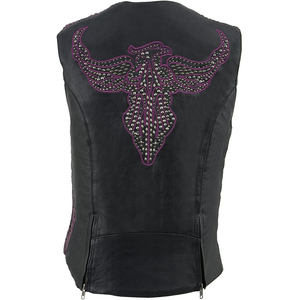 Chaleco de Motociclista de Cuero Clásico Premium para Mujer Samroz Sports con Bordado Artístico - Product Image 4