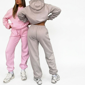 Womens Hoodie and Trouser <b>Set</b> Casual Two Piece Tracksuit Soft Cotton Fleece Jogger Suit Comfortable Winter Loungewear Outfit - Product Image 1