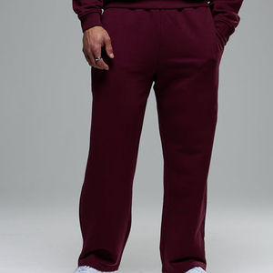 Pantalones Deportivos de Algodón Color Granate para Hombre, Cintura Elástica con Cordón, Estilo Casual, Pierna Recta, Bolsillos Laterales, Ropa de Otoño - Product Image 3