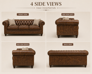 Luxury Real Leather Chesterfield Three Seater <b>Sofa</b> Traditional Button Tufted Nailhead Trim <b>Sofa</b> <b>Bed</b> Home Hotel Park Workshop Use - Product Image 3