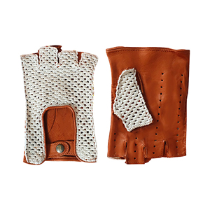 Gants de conduite en cuir véritable pour hommes, logo personnalisé, gants de conduite vintage en cuir marron, compatibles écran tactile, respirants, gants de course - Product Image 4
