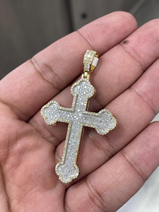 Pendentif Croix Personnalisé Sertie de Diamants Moissanite VVS en Alliage Plaqué Or 14K, Breloque Religieuse, Cadeau Unisexe, Bijoux Hip Hop - Product Image 3