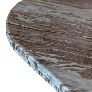 Mesa de Comedor de Lujo para Villa, Hotel o Restaurante, Modelo Sawar Toronto, Forma Ovalada con 3 Patrones de Moldura, Patas de Mármol Acanalado, Natural y Sólido - Product Image 3