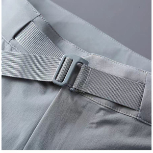 <b>Men's</b> Light Gray Quick Dry Bermuda <b>Shorts</b> With <b>Zip</b> <b>Pockets</b> Casual Sport Style Mid Waist Elastic Closure - Product Image 4