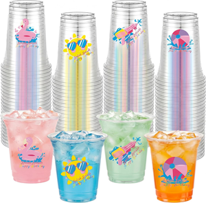 BPA Free Biodegradable Waterproof Eco-Friendly <b>Plastic</b> <b>Cups</b> Lids Bulk Pack Iced Coffee Cold <b>Drinks</b> Juice Disposable For Party - Product Image 2