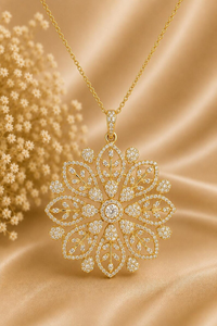 Ensemble de collier et boucles d'oreilles en or plaqué 22 carats de luxe, diamants cultivés en laboratoire, certifiés IGI, bijoux pour femmes, fiançailles, mariage, anniversaire - Product Image 2