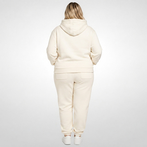 Ensemble survêtement molletonné imprimé écoresponsable pour femme grande taille – Sweat à capuche et pantalon décontracté pour l'hiver avec fermeture éclair intégrale et face en French Terry - Product Image 3