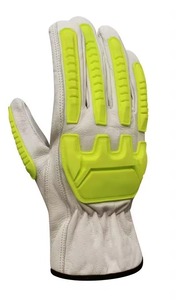 High Quality Black Genuine Leather Full-Finger Lightweight Impact-Resistant TPR Palm Unisex Safety <b>Gloves</b> for Outdoor Sports - Product Image 2