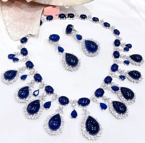 Ensemble collier et boucles d'oreilles en moissanite de qualité supérieure, plaqué argent, design classique, pour femmes, occasions de mariage et cadeaux - Product Image 2