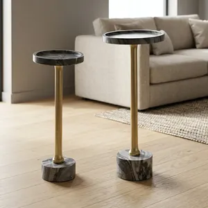 Table basse ronde moderne avec plateau en marbre et pieds en métal, écologique, légère, portable, pour salon, hôtel, meubles - Product Image 4