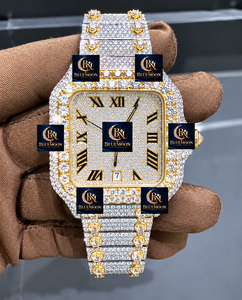 Reloj de Lujo Blue Moon de Alta Calidad, Unisex, Cuadrado, de Acero Inoxidable, 42 mm, Cristal de Zafiro, Analógico, Plateado, con Números Romanos, Diamantes, GPS y Alarma - Product Image 2