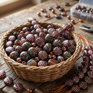 Perles en verre artisanal indien de 20 mm, motif floral |   Perles fantaisie multicolores pour la fabrication de bijoux et les fournitures d'artisanat - Product Image 2