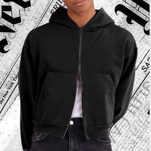 Sudadera con capucha extragrande con cremallera bidireccional, de tejido grueso, unisex, de fabricante, premium, con hombros caídos - Product Image 1