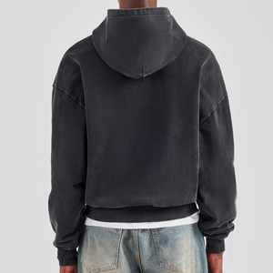 Men's Premium Heavyweight Acid Wash Zip Up Hoodie Vintage Look Streetwear Tracksuit Custom Branding Factory Wholesale - Product Image 4