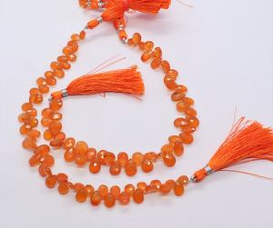 AAA Natural Carnelian Faceted Pear Shape Briolette 5x7-6x8MM Carnelian Beads 8 Inch Faceted Carnelian Pear Beads Strands Bulk - Product Image 1