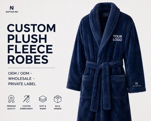 Peignoir unisexe en polaire corail, épais et long, à séchage rapide, pour l'hiver, usage domestique et salons de beauté, serviette de bain, vente en gros - Product Image 1