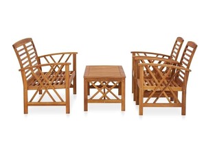 Teak Outdoor <b>Garden</b> <b>Set</b> 4 Seater Traditional Wood Patio Furniture Weather Resistant Solid Wood Design - Product Image 2