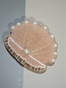 Pearl <b>Beaded</b> <b>Shell</b> Zari Hanging / Patch – Hand Embroidered Zardozi Work, Indian Handmade Ornament for Ramadan, Eid & Festive - Product Image 2