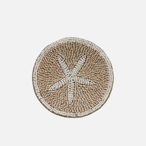 Sous-verre rond imperméable en perles et résine avec motif mosaïque étoile de mer, style moderne, peint, écologique, article promotionnel - Product Image 1