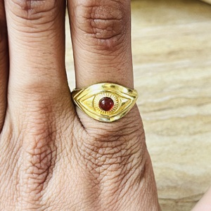 Hot Selling Evil Eye Design Garnet <b>Ring</b> 18k gold Plated Brass Vintage <b>Ring</b> Dainty Handmade <b>Statement</b> Wholesale <b>Ring</b> For Women - Product Image 4